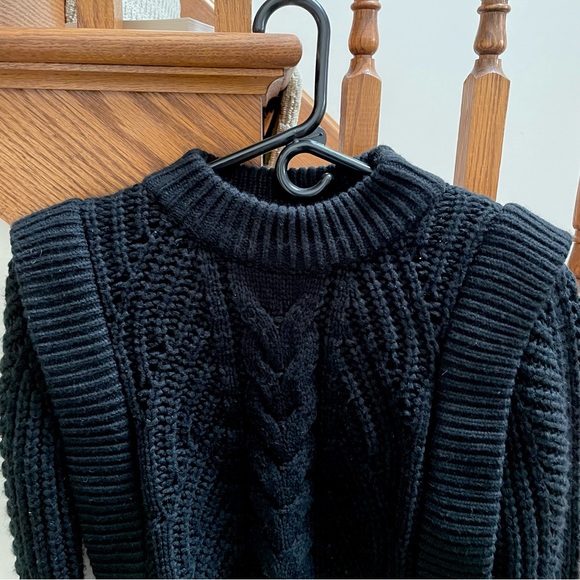 Anthropologie English Factory Cropped Bulky Knit Pull-on Sweater Black XS EUC - Picture 5 of 9
